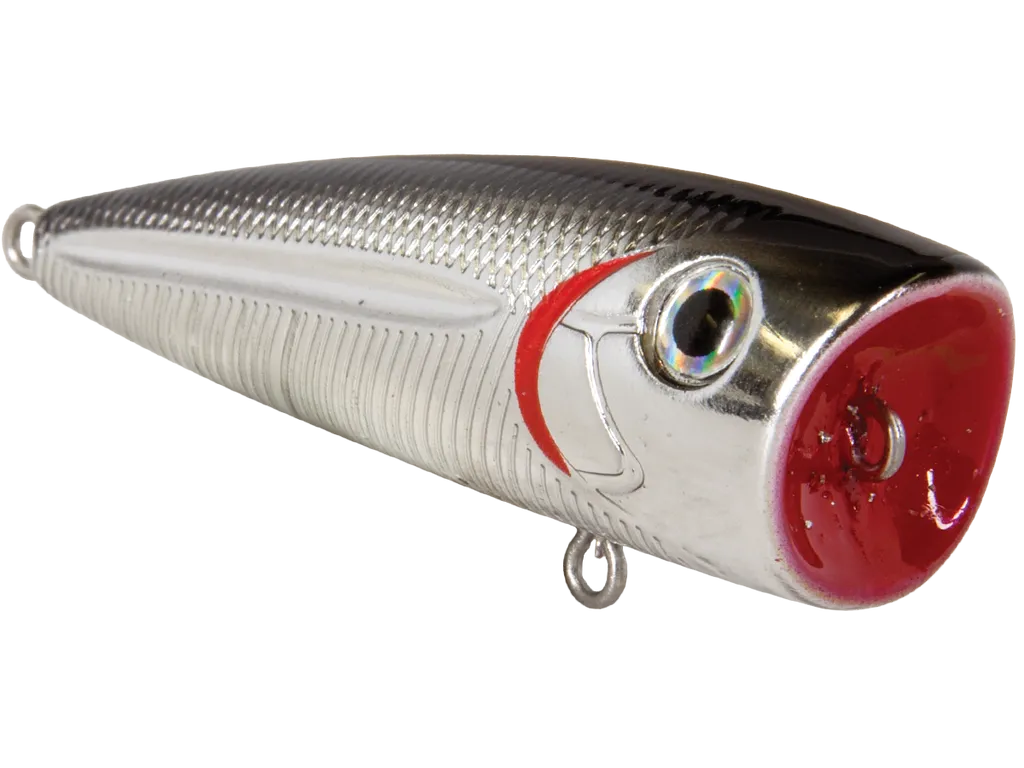 Livingston Lures Walk N Pop 77 Popper: Black Back Chrome