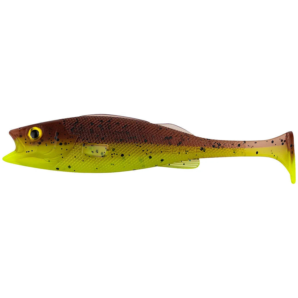 LMAB KOFI Perch Shad 18cm: Green Pumpkin Chartreuse UV
